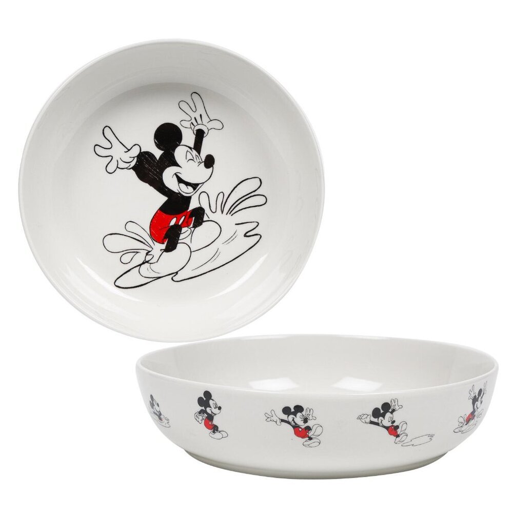 NEW DISNEY MICKEY MOUSE SPLASH PASTAS SNACKS DINNER PLATE BOWL SET of 2
